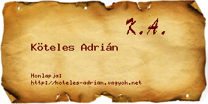 Köteles Adrián névjegykártya